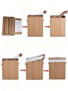 Multi-Material Laundry Hamper With Lid, Size 40*30*50cm, Built-In Waterproof Lining, Portable Thick Rope Handles, Large Capacity For Dust And Moisture Prevention, Multiple Colors Available - Multiple Specifications - View 9