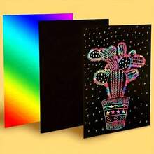 10/20/40pcs 32K Magic Scratch Paper With Bamboo Pen, Rainbow Art Craft Paper Set, Perfect Gift For Birthday, Holiday, Halloween And Christmas - Rainbow - View 2