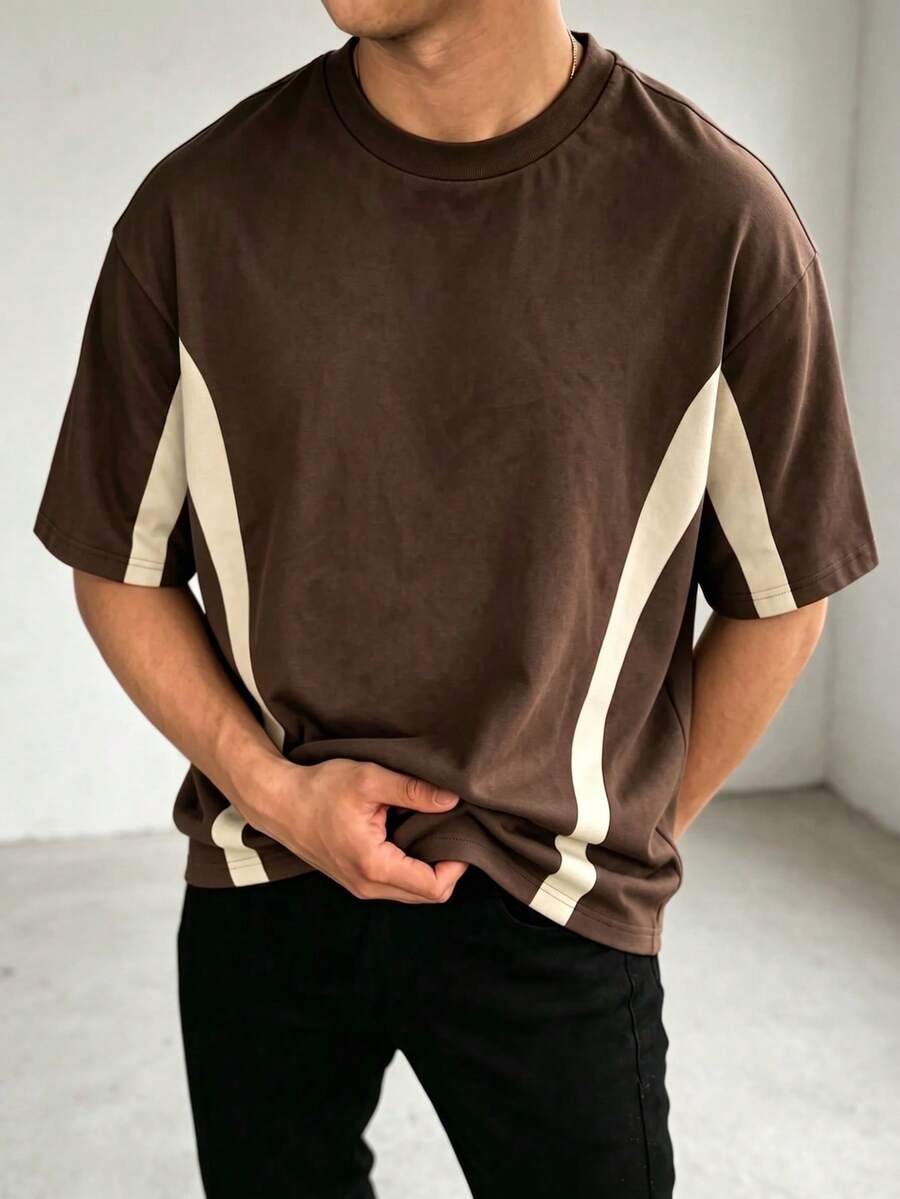 ZYNTH BALENO Men's Summer Fashion Patchwork Loose Short Sleeve T-Shirt, Essential For Summer Sports