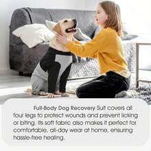 1pc Post-Surgery Recovery Dog Protective Suit, Full Body Coverage Pajamas, Soft And Elastic Comfortable Cotton Blend Material, Zipper Design, Easy To Put On And Take Off Post-Surgery Recovery Suit; Can Replace Elizabeth Collar, Suitable For Spaying/Neutering, Wound Care And Allergy Protection, Fit For Large, Medium And Small Dogs, Such As Teddy, Poodle, Labrador - Black - View 9