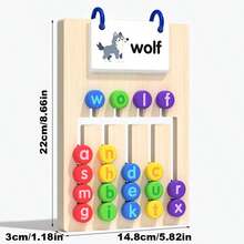 Wooden Letter Sliding Spelling Toy With Flashcards, High-Frequency Word Matching Game, Color-Coded Letter Blocks High-Frequency Word Learning Puzzle, Fine Motor Skills Educational Reading Toy For 3-6 Years Old Children, Gift For Boys And Girls - Letter Moving Puzzle - View 2