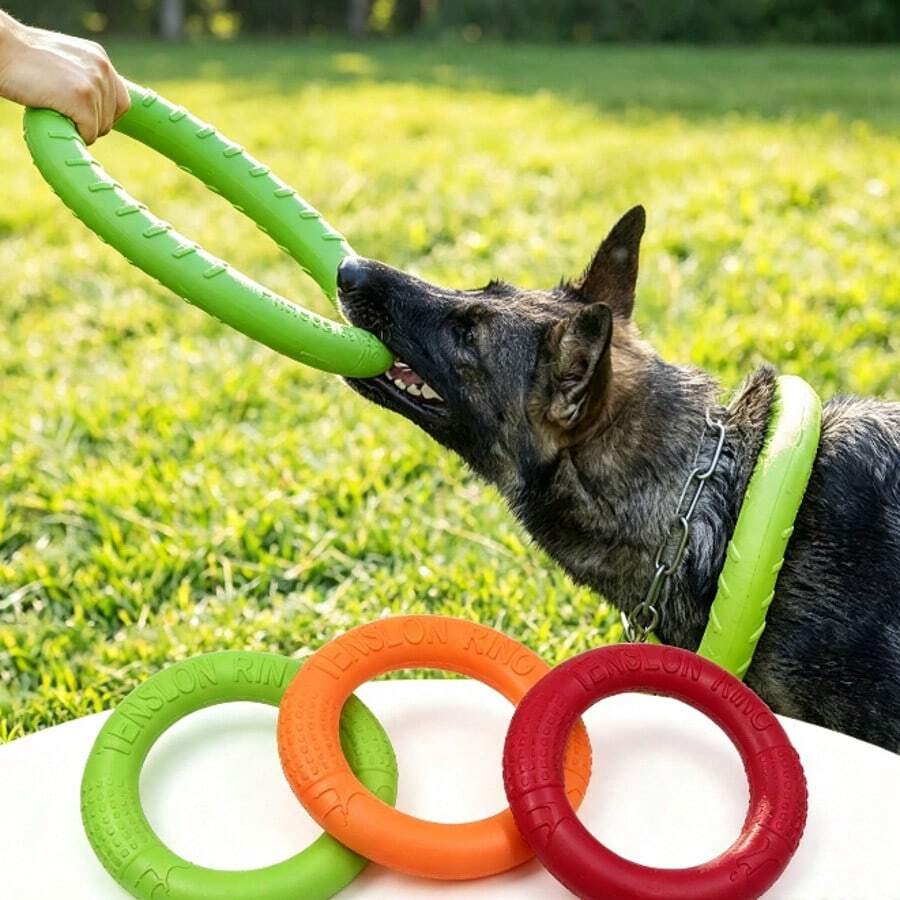 Dog Toys Pet Flying Disk Training Ring Puller Anti-Bite Floating Interactive Supplies Dog Toys Aggressive Chewing - Multicolor - View 1