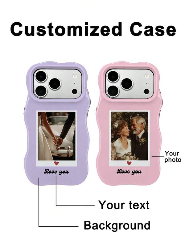 GIIPPA 1 pieza Funda de teléfono personalizada con foto ondulada, película protectora 2 en 1, compatible con iPhone 17/16/15/14/13/12/11 Pro Max Air, regalo de vuelta a la escuela, regalo de graduación, regalo de vacaciones, regalo del Día de San Valentín, regalo de cumpleaños