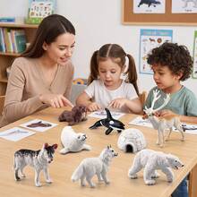 1 Set Mini Realistic Arctic Animal Model Set, Polar Bear, Beluga Whale, Orca, Reindeer, Rabbit, Wolf, Children's Early Education Cognitive Toy - 彩色 - 查看 2
