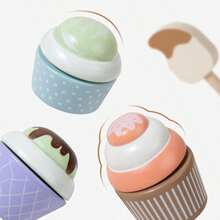 1 Set 3-Tier Wooden Ice Cream Dessert Shop Toy Display Rack With Realistic Ice Cream, Paper Cup, Cake, Candy Full Accessories, Girls Dessert Shop Role Play Pretend Play Set - Multicolor - View 6