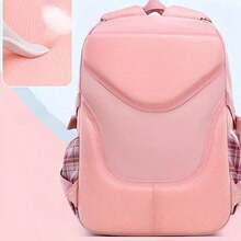 (客製化刺繡) 條紋大容量輕量休閒學生書包，Ins風條紋女款背包 - 彩色 - 查看 6