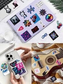50pcs Y2K Futuristic Stickers-Cyberpunk & Retro Tech-Perfect For Skateboards, Suitcases, Water Bottles, Planners, Phone Cases, And Gift Decorations-Back To School - Multicolor - View 2
