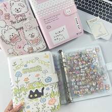 A5 Minimalist Cat-Themed Leather Loose-Leaf Notebook, Portable Large-Capacity Sticker Organizer, Can Be Used As A Notebook Set, Folder, Sticker Collection Book, Photo Storage Bag, Photo Album, Savings Planner, Journal, Notebook Or Office Stationery. - A5 Leather Cat and Dog Binder - View 3