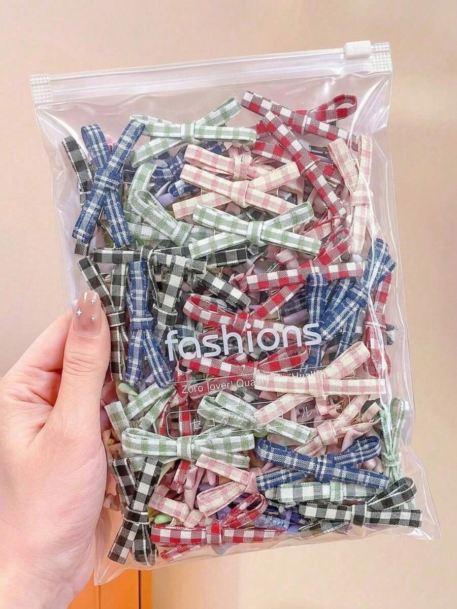 10pcs/Set College Style Bow Hair Clips, Vintage Academic Aesthetic, Low Saturation Soft Tones, Minimalist Fashion Hair Accessories - Suitable For Teens And Girls, Perfect For Daily Wear, Dates, School, Vacation, Beach, Parties, Holidays, Gifts, Graduation Season - Multicolor - View 1