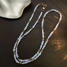 Bățoc de telefon cu mărgele din seria Cuburi de Piatră Zdrobită Colorată, lanț lung pentru geantă crossbody, design de nișă, rafinat - Pietriș lung #2 - Vizualizare 10