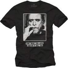Summer Outfit For Men, Bukowskis Men's T-Shirt Message Slogan Scripture - Find What You Love - 黑色 - 查看 2