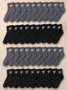 20 pares de calcetines deportivos de tobillo para niños y niñas, regreso a la escuela, con estampado de letra NICE y rayo, cómodos y suaves, paquete negro y gris, 1-16 años - Multicolor - Ver 6