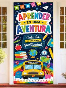 Back To School Decorative Banners, Multiple Designs "We Will Shine This Year/Welcome Back To School/We Come Back With Dreams/Learning Is An Adventure/Great Dreams Start Here/Welcome New School Year", Polyester Material, Suitable For Door And Wall Decoration, Multiple Styles - FAIXIAO - View 4