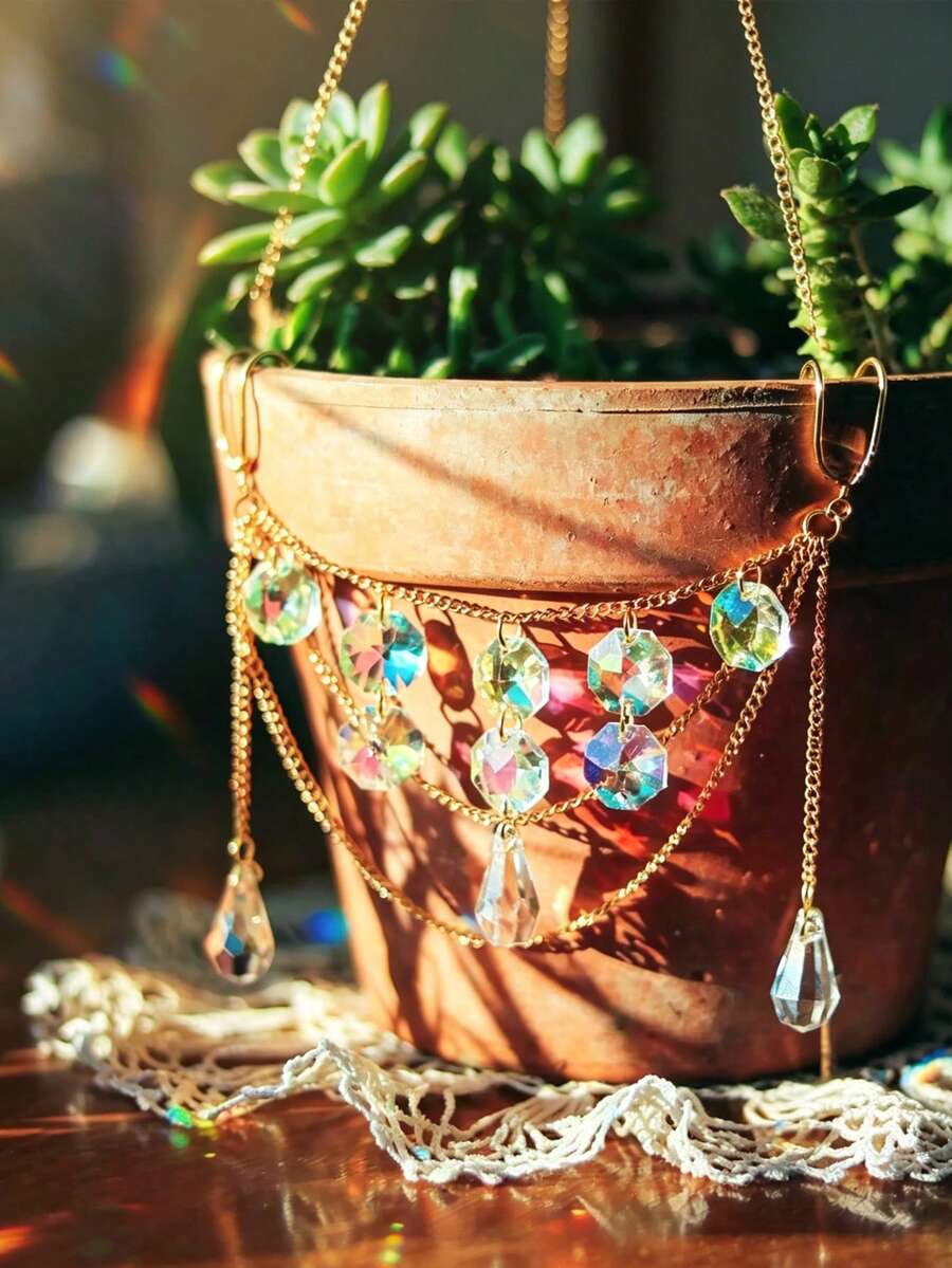 Crystal Light-Catching Ball, Perfect Choice For Decorating Flower Pots, Multi-Functional Hanging Ornament Suitable For Flower Pots, Balcony, Patio, Lawn And Small Garden, Rainbow Maker, Ideal Holiday Gift For Nature Lovers, Friends And Family - Multicolor - View 1