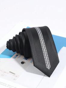 1PC Men's Fashion Casual Minimalist Striped Pattern Tie, Comfortable Versatile For Daily Commute, Party, Banquet, Business Matching - Multicolor - View 1