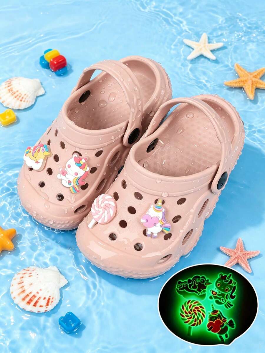 兒童夏季螢光夜光洞洞鞋，中性款