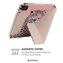 GIIPPA Capa Protetora Estampa de Leopardo Rosa Claro & Preto, Capa Magnética Destacável com Dobra em Y à Prova de Choque, Compatível com iPad Mini 6/7, Air 2/3/4/5/11/13, 5/6/7/8/9/10/11, Pro 10.5/11/12.9, Presente Perfeito para Namorada, Dia dos Namorados, Volta às Aulas, Escritório, Natal, Halloween, Ação de Graças, Temporada de Casamentos, Estética Minimalista Estrela Campus Escritório Feriado - Multicolorido - Visão 5