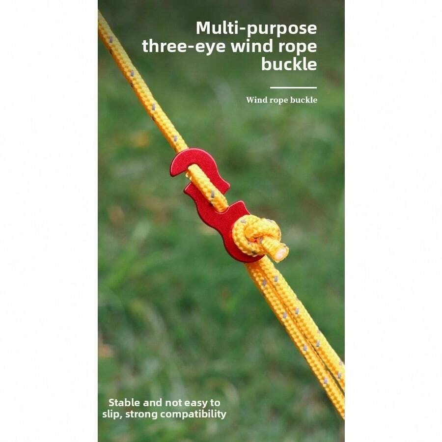 10pcs Outdoor Camping Aluminum Alloy Umbrella Rope Buckle Tent Pull Rope Accessories S-Type Wind Rope Buckle Three-Eye Open Rope Buckle - Multicolor - View 1