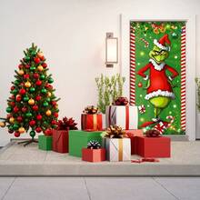 The Grinch Green Christmas Door Cover Welcome Birthday Party Decorations Winter Holiday Front Porch Banner For Indoor Outdoor Home Decor - Multicolor - View 4