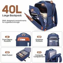 Bruno Cavalli Travel Backpack, 17Inch Laptop Backpack, Carry On Backpack For Men & Women, Personal Item Size Flight Approved Travel Bag, Water Proof Luggage - 藍色 - 查看 2