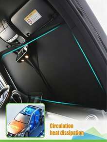 Car Sunshade, Large Size Car Front Windshield Sunshade, Foldable Front Window Sunshade With Storage Bag, UV Protection Heat Insulation Cooling Cover, Sedan, SUV, MPV, Van, Truck Interior Dashboard Protector, Summer Car Accessories, Car Travel Essentials - Multiple Styles - View 2