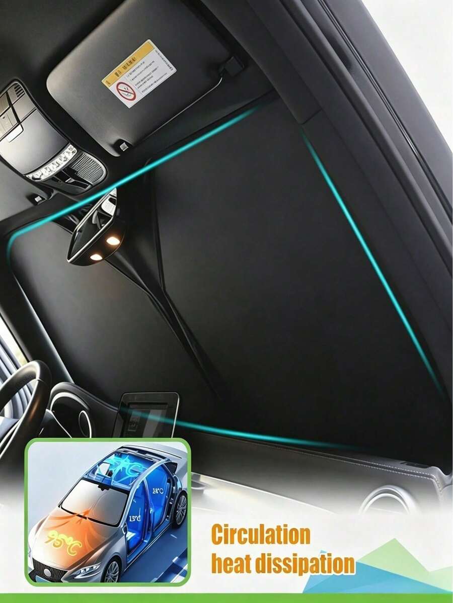 Car Sunshade, Large Size Car Front Windshield Sunshade, Foldable Front Window Sunshade With Storage Bag, UV Protection Heat Insulation Cooling Cover, Sedan, SUV, MPV, Van, Truck Interior Dashboard Protector, Summer Car Accessories, Car Travel Essentials