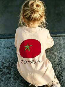 Infant Basic Short Sleeve Round Neck Top, Suitable For Multi-Scenario Daily Wear, For Baby Girls - Apricot - View 1