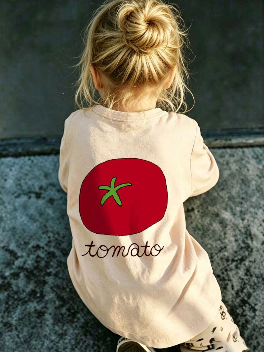 Infant Basic Short Sleeve Round Neck Top, Suitable For Multi-Scenario Daily Wear, For Baby Girls - Apricot - View 1