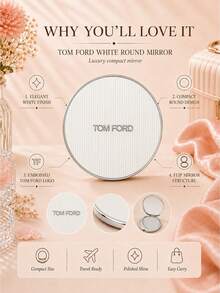 Tom Ford TF White Round Mirror, 7cm Diameter, Compact And Smooth Double-Sided Mirror, Portable For Storage, Perfect For Daily Touch-Ups, Travel, And Gifting - White - View 5