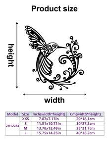 1pc Vintage Scroll Floral Hummingbird Iron Wall Decor, Exquisite Hollow Carved Bird Silhouette Hanging Ornament, Suitable For Home, Garden, Indoor/Outdoor, Farmhouse, Yard, Porch, Living Room, Bedroom, Dining Room, Beautiful Bird Decoration, Wall Hanging And Halloween, Ideal Gift Choice - Hummingbird Decorations - View 2