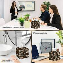 Tissue Box Cover, Tissue Box Holder, Square With Belt Bottom, PU Leather Decorative Organizer For Desk, Tabletop, Countertop Bathroom, Toilet Car - ColorB - View 6