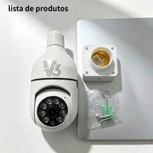 1pc Câmera de segurança inteligente residencial - Câmera sem fio 2k, instalação simples, design com soquete E27, visão noturna colorida, detecção de movimento, áudio bidirecional, sistema de monitoramento inteligente, adequada para uso residencial, comercial e interno. - Câmera Wi-Fi Inteligente 1 peça - Visão 5