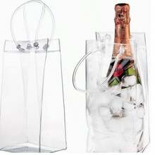1/2/3/Pcs PVC Portable Handbag Ice Bag, Transparent Ice Bucket, Portable Ice Bag Handle, Portable Wine Cooler Bag With Handle, Transparent PVC Wine Gift Bag, Suitable For Wedding Parties, Can Hold Champagne, Beer, White Wine - Multi-color Transparent - View 2