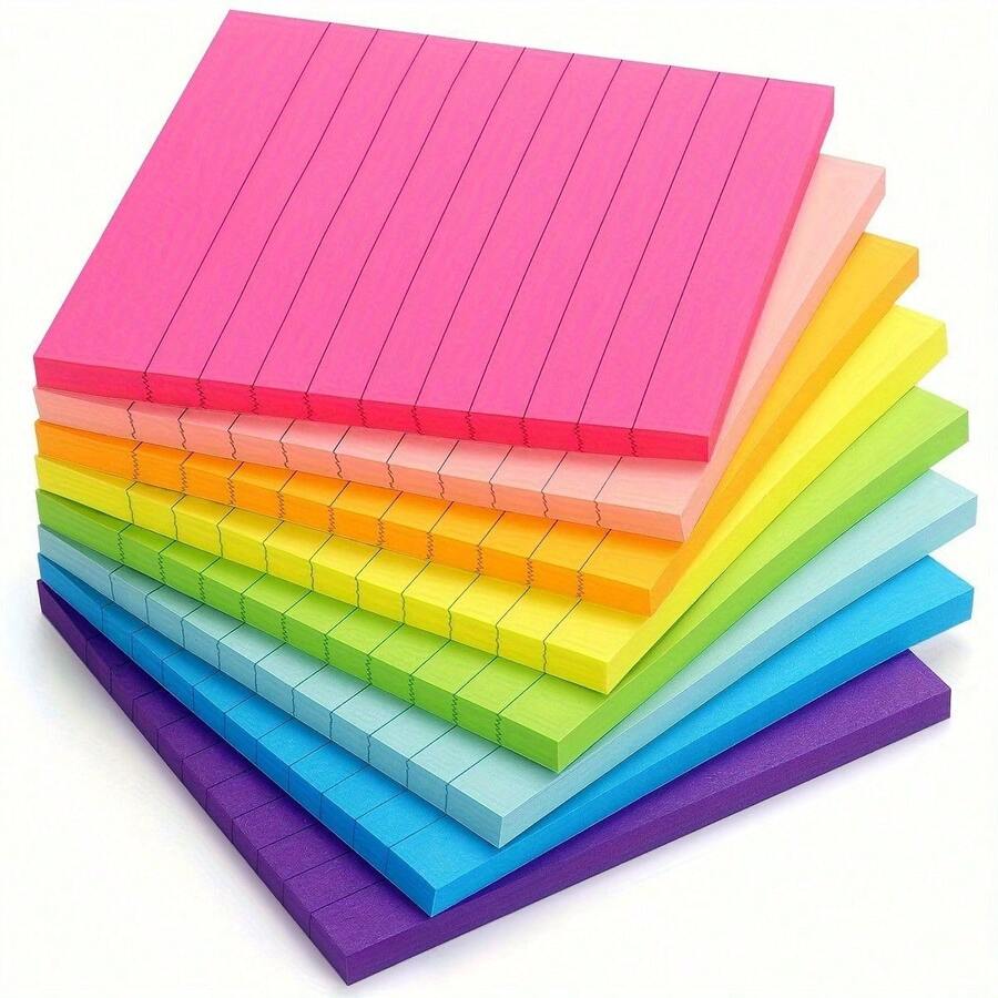 10/5/3/1pc Colorful Sticky Notes (50 Sheets/Pad) Striped Paper Sticky Notes With Strong Adhesive, School Supplies, Learning Essentials, Office And Home Memo Pads, Multiple Colors, Creative Memo Notebook, Tear-Off Notepad, Suitable For Office And Home Use - Multicolor - View 1