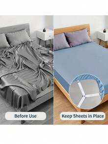 2 piezas de correas ajustables para fijar la sábana de la cama, clips elásticos para sábana, diseño triangular, adecuados para todos los colchones, clips de fijación segura, tela tejida, lavable a máquina, múltiples métodos de instalación - Multicolor 3 - Ver 4
