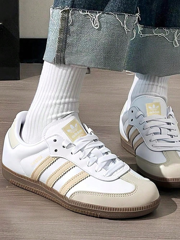 Adidas Originals SAMBA OG Leather Comfortable Soft Thin Sole Low-Top Sneakers Unisex White - White - View 1