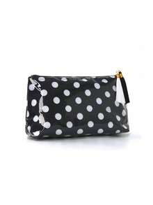 Polka Dot Waterproof Makeup Bag With Contrasting Tassel Storage Bag, Large Capacity Portable Travel Wash Bag Suitable For Skincare, Bathroom, Vacation - Multicolor - View 3