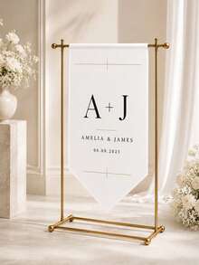 Personalized Wedding Fabric Welcome Sign, Modern Wedding Name Initial & Date Welcome Sign, Fabric Signage, Custom Wedding Sign, Bohemian Style Wedding Decor - Multicolor - View 7