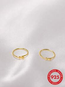 1 buah Anting Hidung Perak Sterling 925 Bentuk Bintang Kecil Tipis Perhiasan Tindik Hidung Elegan Minimalis - Emas - View 4