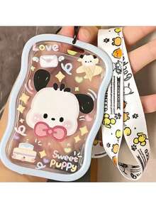 SANRIO Wave Edge Clear ID Card Holder With Braided Wrist Strap And Acrylic Charm, Made Of High-Quality Transparent Material, Scratch-Resistant And Durable. Fits Work ID, Student Cards, Bus Cards, Suitable For School, Office And Daily Carry. - View 4