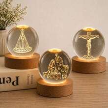 Luminária Cristal de mesa Nossa Senhora Aparecida Padroeira do Brasil Fé LED Presente Natal Bola Vida - familia santa  p  presente - Visão 6
