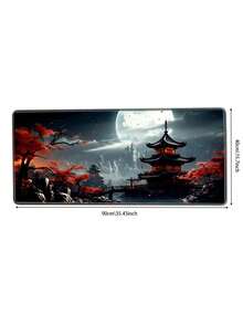 Japanese Style Full Moon Desk Mat, Black & Red Mouse Pad, Gaming Mouse Pad, Extended Keyboard Pad, Laptop Mouse & Keyboard Pad, Suitable For Desktop Decoration - View 12
