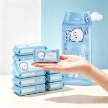 Portable Mini Wet Wipes Pack, Personal Hand & Mouth Cleaning Tissue Paper And Wet Wipes For School, Travel, Outdoor Use - Multicolor - View 7
