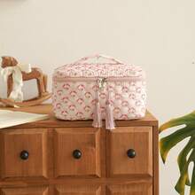 1 buah Tas Kosmetik Genggam Rumbai Bunga Lembut, Pilihan Warna Beragam, Tas Rias Portabel dengan Kompartemen Kapasitas Besar untuk Anak Perempuan, Tas Perlengkapan Mandi untuk Perjalanan - MultiWarna - View 5