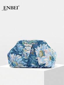 ENBEI Sommer Mode Blumen Urlaub Stil Clutch Tasche Make-up Tasche, Strandtasche, neue Mode Geldbörse, Strand Handtasche, einfach und vielseitig, elegante Mode Abendtasche, Sommer Urlaub Essential, Party, Abend, Hochzeit, Date und Einkaufen. Perfektes Geschenk für Lehrertag oder Weihnachten. - Verschiedenfarbig - Übersicht 2