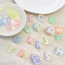 15-17 Pieces Acrylic Luminous Large Hole Letter English Support DIY Straight Hole Pendant Mobile Phone Chain Bead Loose Bead Jewelry Accessories - Multicolor - View 4
