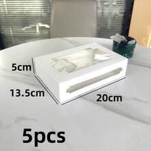 5Pcs Thick Sturdy Cardboard Gift Boxes With Dual Clear Windows, Foldable Paper Packaging Boxes For Party Favors Wedding Birthday DIY Crafts & Gift Wrapping, Brown Kraft / Pink / White Available - View 8