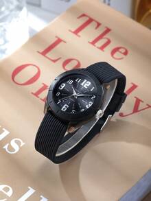 1pc Women's Silicone Strap Casual Versatile Personalized Style Quartz Watch Suitable For Daily Wear - Black - View 6