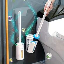 2026 New Disposable Toilet Brush Set, Wall-Mounted No-Dead-Angle Cleaning Brush, Replaceable Brush Head, Contactless Cleaning, Bathroom Household Cleaning Tool, Suitable For Cleaning Toilet, Bathroom, Bathtub, Swimming Pool, Perfect For Back To School Season Gift - Multicolor - View 3
