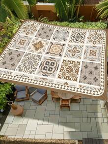 1PC Outdoor Sunshade Canopy With Colorful Checkered Pattern, Outdoor Patio Cover Can Block The Sunlight, Suitable For For Camping Beach Poolside Backyard Gardens Decoration, 2D Flat Printed Pattern, Come With Four Ropes And Nails, No Support Rod - Camel - View 3